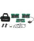 Three Piece Wireless Cable Pulling Signal System With Magnets And Bright LED Visuals For Noise Free Jobsite Comms That Slays Generator Roar And Keeps Teams Locked During Rigging Operations With Durable Waterproof Shell in carry case, showing components.