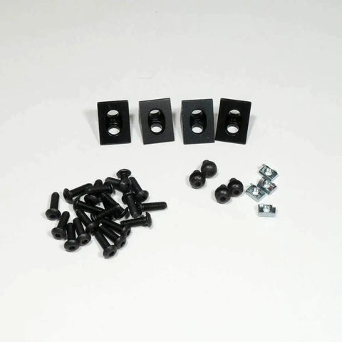 Top Shelf 2020 Aluminum Extrusion Frame Assembly Kit For Voron 2.2 And V2.4 3D Printers set of black screws and brackets.