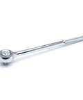 Three Eighths Inch Drive 72-Tooth Quick Release Teardrop Ratchet With Dual Material Comfort Grip Handle Ten And Three Quarter Inch Length