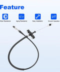 Premium Slick Throttle Body Accelerator Cable Replaces 182013S500 for 98-2000 Nissan Frontier and 2000 Xterra 2.4L Engine, showing key features.