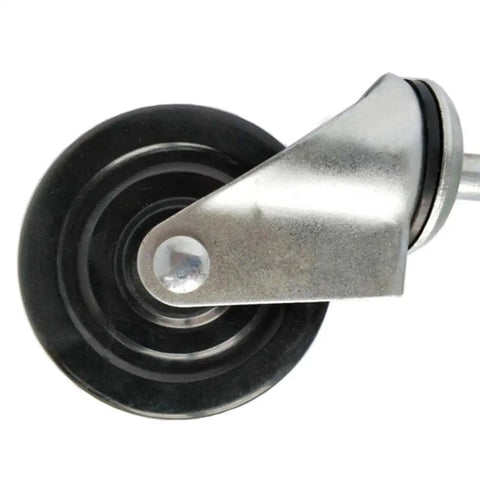 Heavy Duty 4 Inch Spring Loaded Gate Caster Wheel Conquers Rocky Concrete Smooth As Butter Appliance Slider with beefy clamp top view