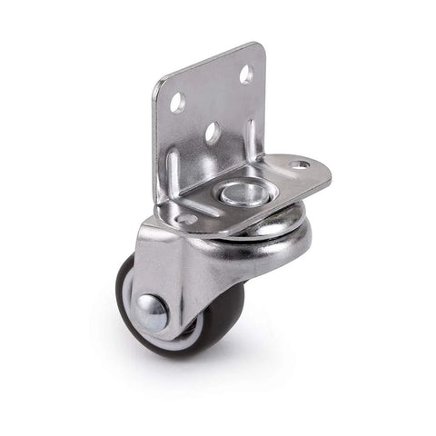 Four Pack 1 Inch Side Mounting Casters With TPE Swivel Plated Wheels L Shaped Mute Wheel For Baby Beds Carts Trolleys Kitchen Cabinets