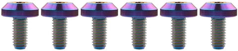 Hardcore Gold Titanium Hex Bolts For Street Bikes And Cruisers Corrosion Proof Heavy Duty Fasteners With Crisp Threads, six bolts arranged in a row.