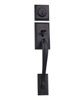 Sick Matte Black Exterior Door Handle Set With Left Hand Wave Lever And Deadbolt Lock Adjustable Latch From Two And Three Eighths