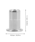 Flat Head Rivet Nuts With Knurled Bodies Stainless Steel 40 Piece Pro Grade Threaded Rivet Nut Kit dimensions shown