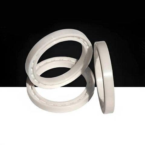 6810CE Zirconia Full Ceramic Thin Walled Bearings 50mm by 65mm by 7mm stacked view showing rustproof ceramic construction.