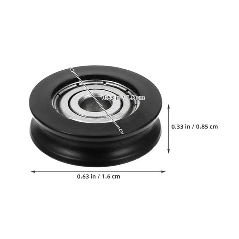 4 Pack Slick Nylon U Wheel Guide Pulley Rollers For Heavy Duty Sliding Closet Doors Zero Fuss Replacement Track Hardware Silky Smooth Operation Easy Quick Fit Home Refresh close-up of a nylon pulley with sealed bearing core.