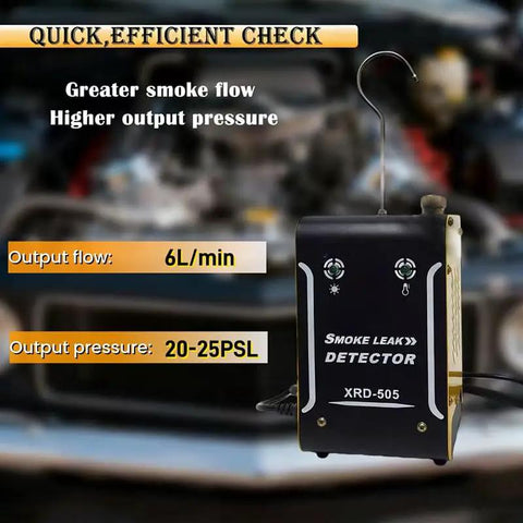 12V Evap Smoke Machine Diagnostic Tool With Built In Air Pump. Compact design with output flow and pressure details visible.