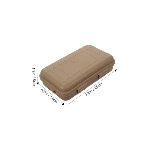 Outdoor Tool Box Multi Function Storage Case With Shockproof Survival Container For Camping And Field Gear shown in tan color