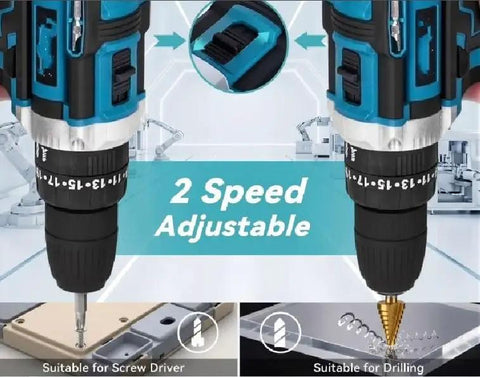 21V Cordless Drill Set Featuring A 3/8 Inch Keyless Chuck For Hassle Free Bit Swaps And Consistent Power Tailored For Handy Home Upgrades And Weekend Craft Projects Always Delivers Sweet Success with adjustable 2-speed settings for versatile use.