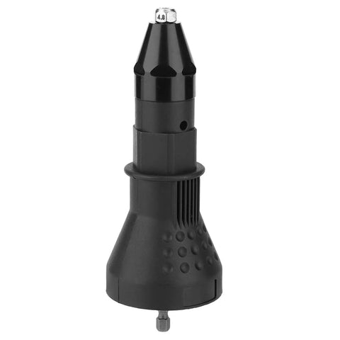 Rivet Nut Gun Adapter Kit with Manual Handle for Drill Assisted Pulling and Screwing Applications, black, metal and plastic build.