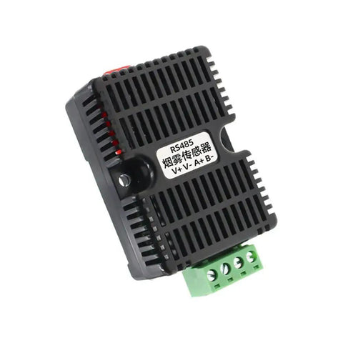Indoor Din Rail Smoke Detector Transmitter With RS485 Link And Dual Thermal Infrared Sensors That Are Hella Reliable For Quick Wall Mount Setups On Commercial Fire Safety Grids Today, black housing with connectors.