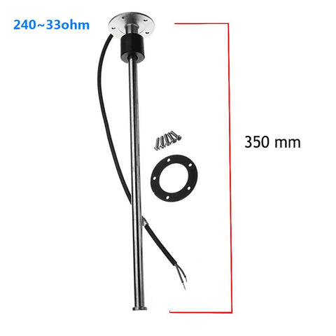 Ridiculously Tough 316 Stainless Steel Fuel Sending Unit And Water Level Gauge Sensor with 350 mm float arm and mounting hardware.