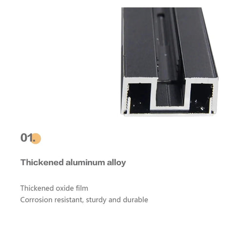 Heavy Duty Sliding Barn Door Hardware Kit With Smooth As Butter Aluminum Track System Built Tough For Homeowners close-up of thickened aluminum alloy piece, corrosion resistant design.