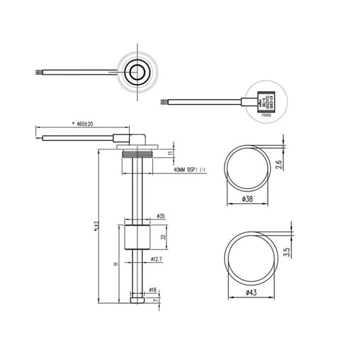 Built Tough Stainless Steel Fuel Tank Sending Unit And Electronic Fuel Gauge For Trucks RV Boats With 12 Volt 24 Power And Rock Solid Bolt On Ready Installation dimensions and design drawing.