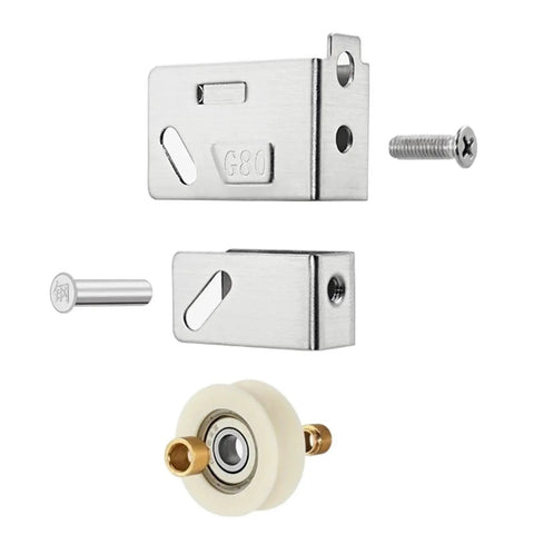 Top Tier Stainless Steel Double Wheel Sliding Door Pulley Featuring Heavy Duty Bearing Rollers That Deliver Slick Glide Action For Kitchen Windows And Knockout Home Hardware Upgrades One Piece parts including steel panel and bearing roller.