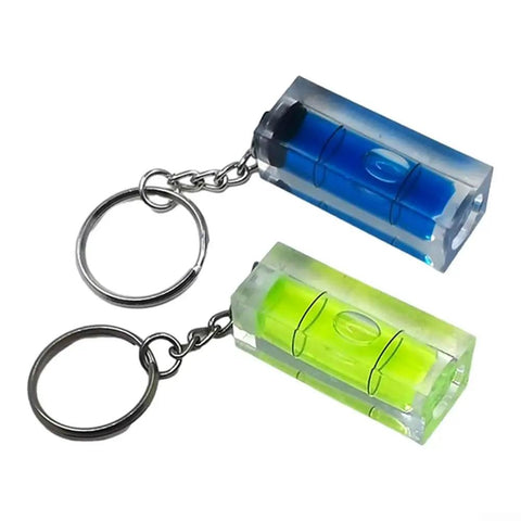 Square Level For Spirit Level Horizontal Measurement in acrylic glass; mini size with blue and green levels on keychains.
