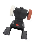 Badass Mini Bench Grinder With A Beefy 250 Watt Motor And 7000 Rpm Torque Desktop Polishing Deburring And Sharpening Rig showing wheels and switch.