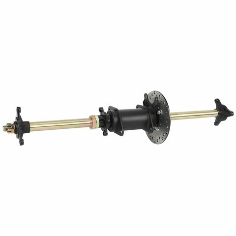 Beefed Up Rear Axle Complete Kit With Wheels, Brake, Sprocket And Hub For Go Kart ATV Quad 110cc 125cc 150cc, iron-rubber build