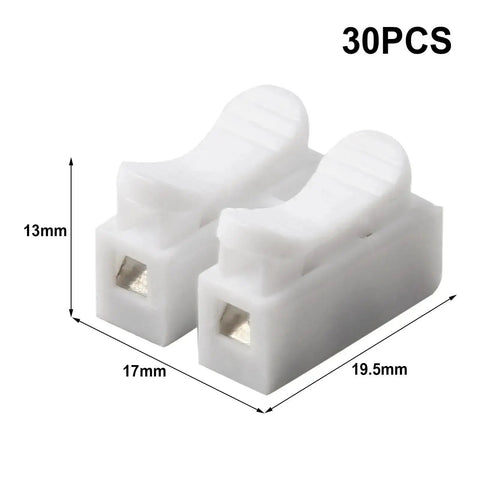 Easy Terminal Block Cable Clamp Kit With CH Spring Quick Wire Connectors shown with dimensions for electronics projects.