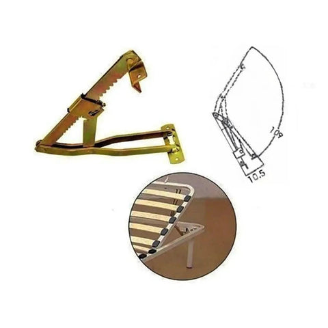 Adjustable Angle Lift Hinge With Multi Stage Support for sofas and furniture, showing gold metal hinge and angle diagram