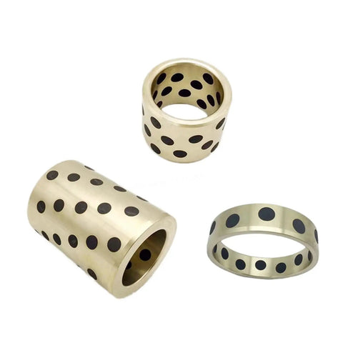 Solid Graphite Copper Sleeve Bushings 90 X 110 X 100 mm 10 Pack Self Lubricating Bearings in various angles showing design.
