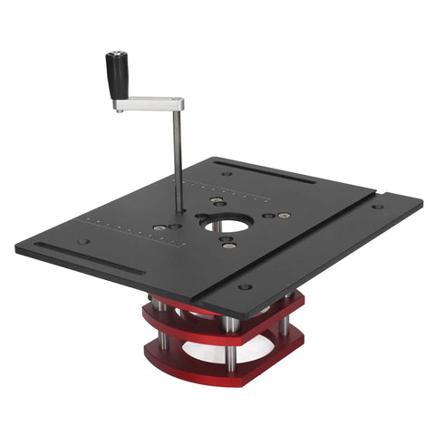 Do It Yourself Router Table Kit With Lifting System And Manual Router Lift, Durable Aluminum Base Plate With Saw Insert For Woodworking, black lifting base plate with manual handle