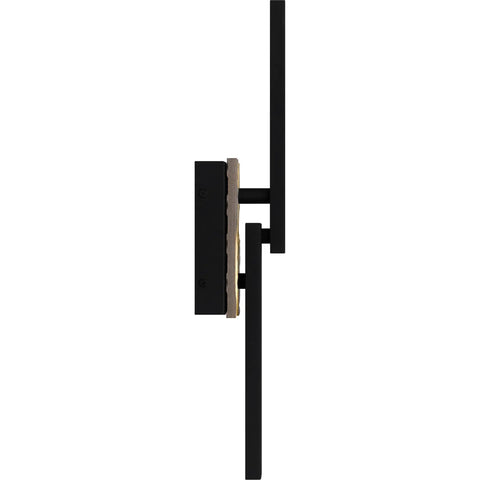 Hella Tough Outdoor Wall Lantern Featuring Integrated LED Lighting In Earth Black Coating With Ceramic Slate Backplate side view showing aluminum build.
