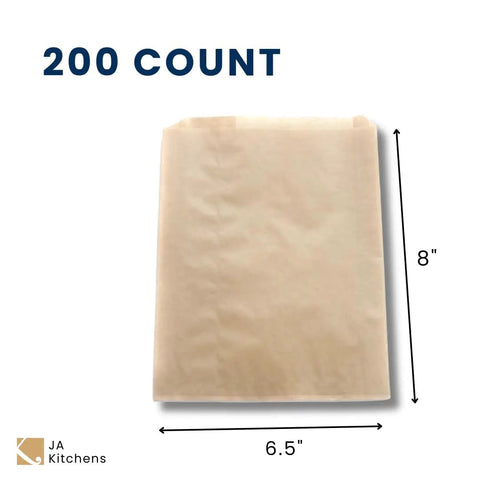 200 Count Real Deal Unbleached Kraft Paper Bags, 8" x 6.5", eco-friendly food packaging for snacks.