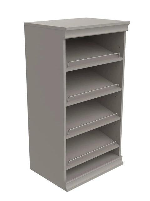Total Game Changer Modular Closet Organizer With Four Adjustable Angled Shoe Shelves And Slick Taupe Finish For Seamless Stacked Storage Setup Hardware Included, taupe modular shoe organizer.
