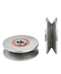 Heavy Duty Deep V Groove Sliding Gate Rollers With Slick Glide Action And Tight Track Fit For Smooth Operation 60 Degree Angular Design showing 8mm bearing bore and 40mm diameter.