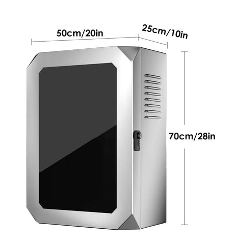 Rock Solid Outdoor EV Charger Lock Box Featuring Hella Reliable Tempered Glass Viewport, stainless steel, dimensions 50cmx25cmx70cm.