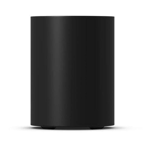 Front view of Sub Mini Compact Wireless Subwoofer For Beam And Ray, sealed cabinet, dual woofers, black finish, for home theater.