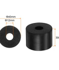 Heavy Duty Rubber Spacers Set Of 16 Pieces With Premium Black Coating, 12mm ID, 40mm OD, 30mm thick for shock absorption.