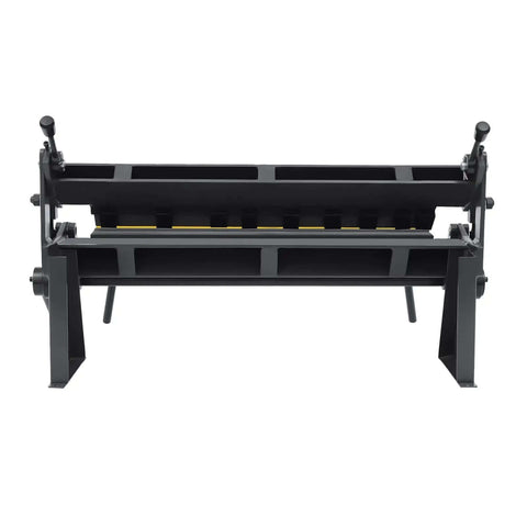 Front view of 24-Inch Pan And Box Sheet Metal Brake With 0-135 Degree Bend, Removable Fingers, for bending carbon steel, copper, aluminum.
