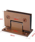 Hella Sturdy 90 Degree Wall To Glass Cabinet Hinges Replacement For Showers Closets Built Tough 304 Stainless Steel Rose Gold Kit close-up view.