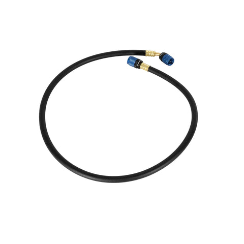 36 Inch Easy Seal Hvac Refrigerant Charging Hose With 1 4 And 5 16 Sae Fittings, black with brass couplings and smooth swivel neck.