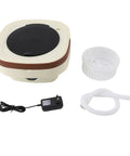 Ultra Compact Portable Washing Machine 8.5 Liter Foldable Mini Laundry Tub components including black lid, power adapter, drain hose, and filter.
