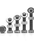 Various sizes of Two Piece Titanium Outside Hex Head Screw Nut And Flat Washer Kit M12x45mm, corrosion resistant titanium fasteners