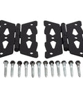 Top Shelf Decorative Butterfly Hinges In Solid Black Steel For Tough Exterior Doors And Yard Gates With Clean Matte Coating and mounting screws.