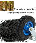 Heavy Duty Swivel Casters Rock Solid Eight And Ten Inch Pneumatic Wheels With Side Brakes and Quick Install Mount Brackets Pack Of Four with rubber material detail.