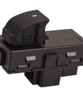 Power Window Switch For Passenger Front Right And Rear Left And Right Doors Fits 2006 To 2015 Chevrolet HHR Tahoe Avalanche Traverse Suburban Silverado And GMC Acadia Sierra Yukon Easy Install, shown in black plastic, close-up view