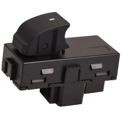 Power Window Switch For Passenger Front Right And Rear Left And Right Doors Fits 2006 To 2015 Chevrolet HHR Tahoe Avalanche Traverse Suburban Silverado And GMC Acadia Sierra Yukon Easy Install, shown in black plastic, close-up view