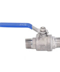 Heavy Hitter 3/4 Inch Ball Valve Built From 304 Stainless Steel With NPT Male Thread Ends And A Non Slipping Hand Lever For Droptight Shut Off In Water Oil Or Gas Plumbing Rigs