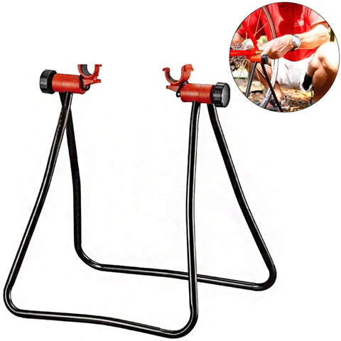 Foldable Bike Repair Stand Aluminum Adjustable Height Portable Floor Bike Holder For Indoor And Outdoor Use Pro Grade Clamp
