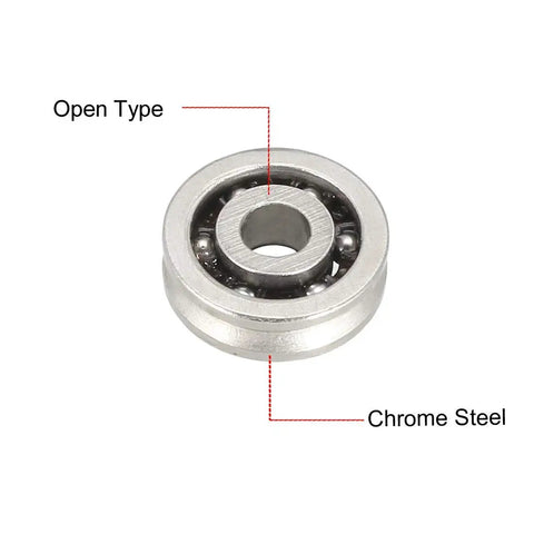 V623V V Groove Ball Bearings 3 By 10 By 3 mm 10 Pack Open Type Chrome Steel Bearing showing inner mechanism.