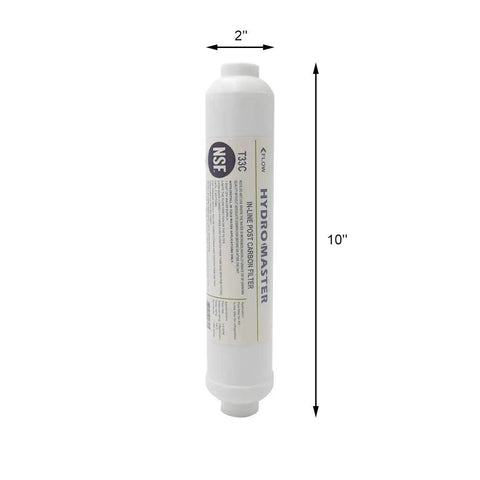 Hassle Free Inline Carbon Water Filter For Fridge Ice Makers 10 By 2 Inch Housing For Crisp Fresh Water, NSF certified.