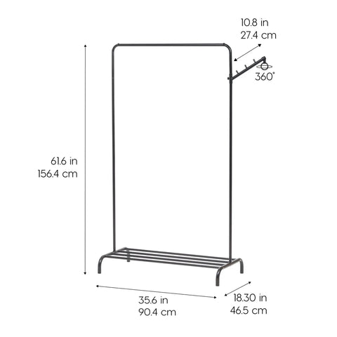 Heavy Duty Clothing Rack With Secure Metal Shelf And Smooth Rod Designed To Kick Dresser Clutter Out The Door While Keeping Your Fresh Threads Sorted And Ready For Any Hang Session Or Quick Morning Grab dimensions and design shown