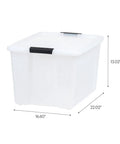 Hella Sturdy Stackable Storage Bins With Durable Plastic Build secure snap lids and ergonomic handles for efficient organization.