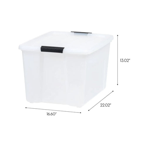 Hella Sturdy Stackable Storage Bins With Durable Plastic Build secure snap lids and ergonomic handles for efficient organization.